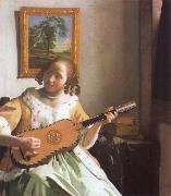 Jan Vermeer, Woman is playing Guitar